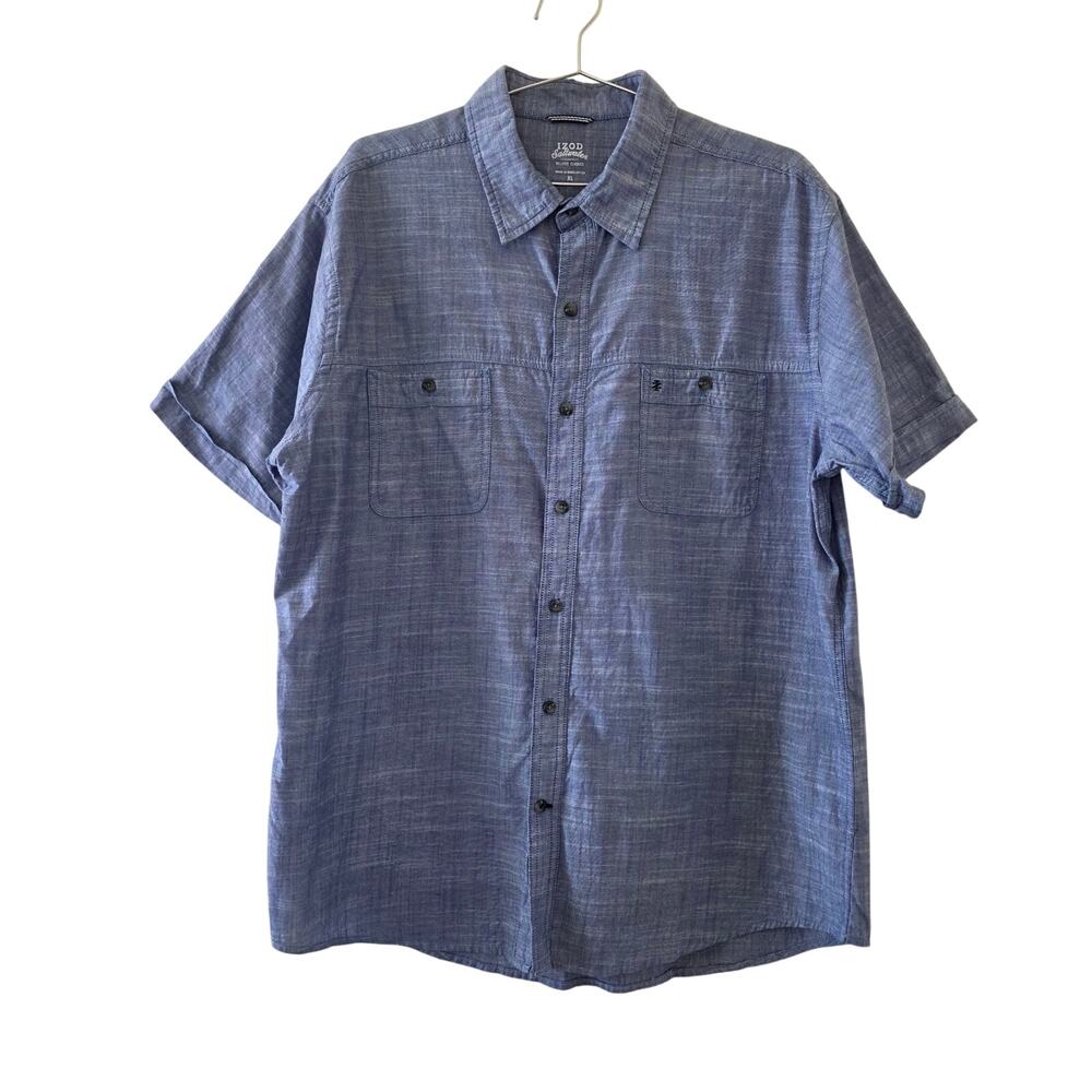 IZOD Saltwater Relaxed Classics Chambray Button Down Shirt Blue Mens XL